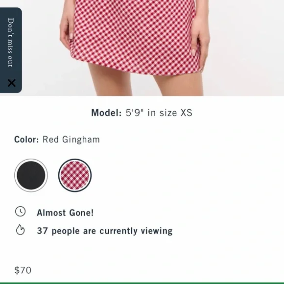 Abercrombie & Fitch Red Gingham Mini Dress XXS - Picture 6 of 6